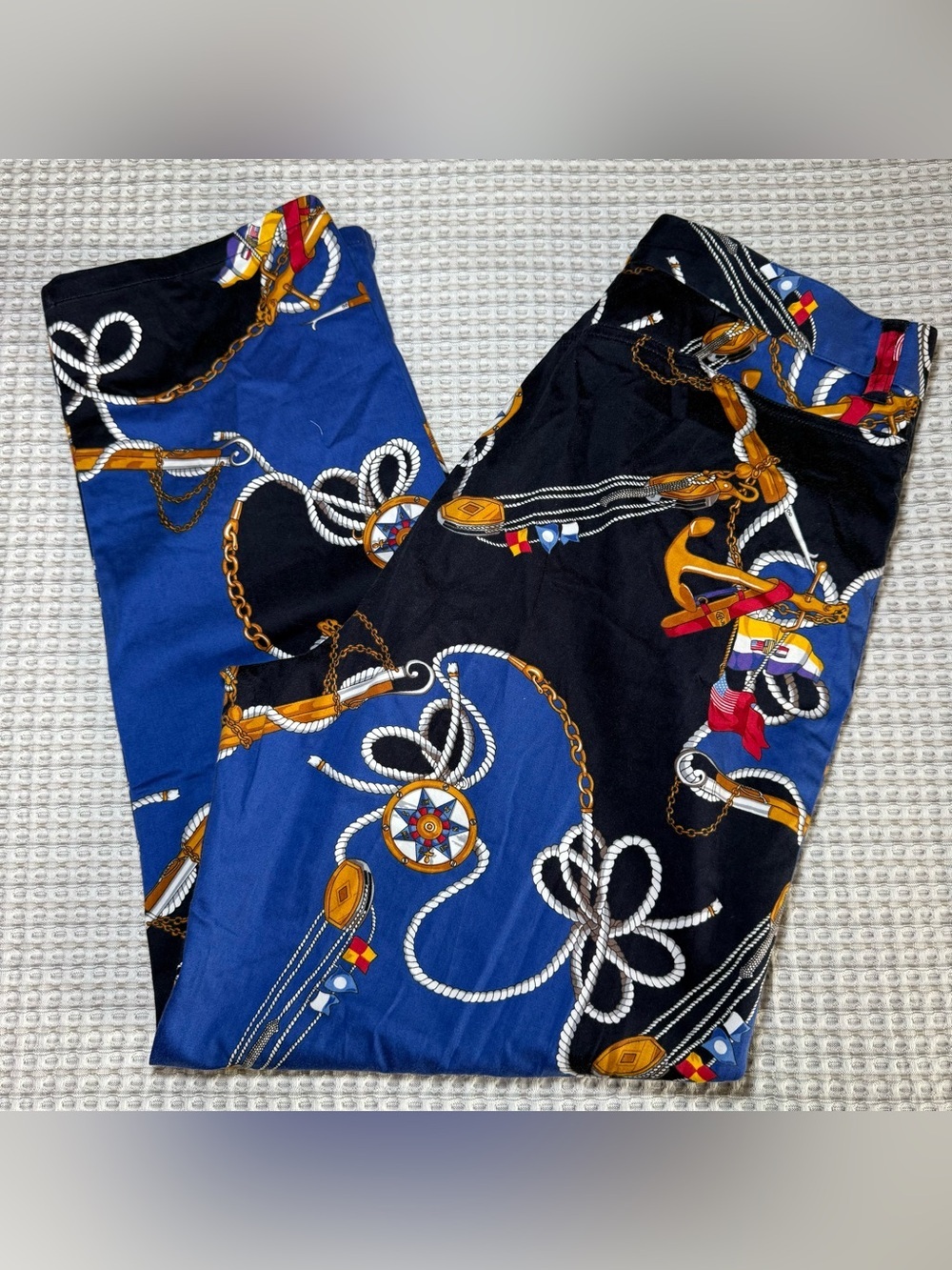 Lauren Ralph Lauren Anchor Print Pants Cropped Size 12 Navy Nautical Women's - Picture 8 of 8